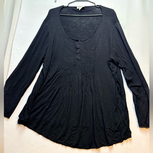 Style & Co. Tops - Style & Co. plus size 2x Henley Black Long Sleeve tunic top